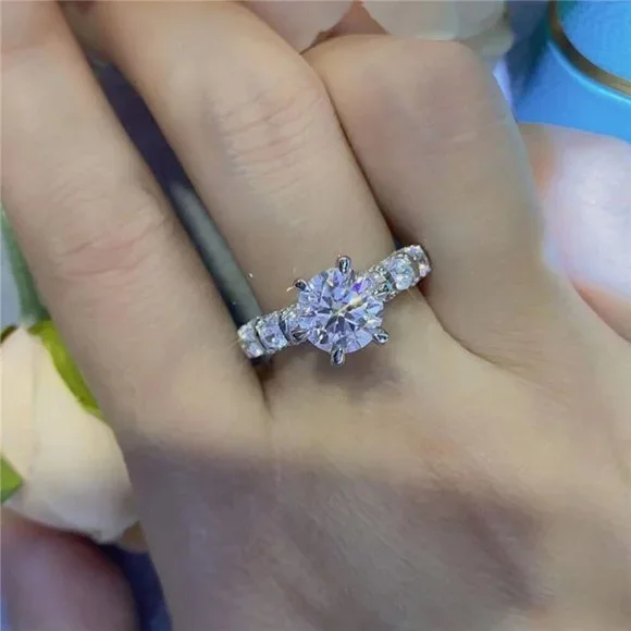 Certified 3ct. t.w. Moissanite Diamond Luxury Wedding Engagement Ring NEW - Picture 10 of 16